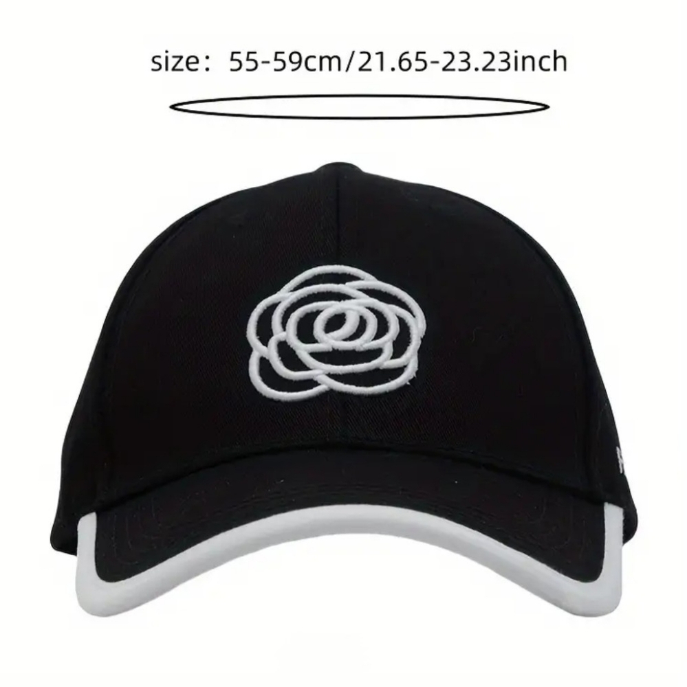 Black Floral Embroidery Camilla Flower Ball Cap New without Tags - Picture 3 of 3